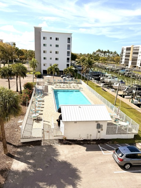 View of community pool from balcony