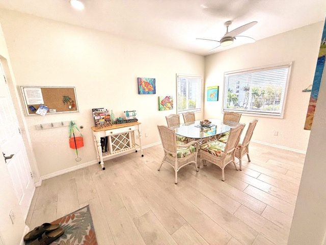 Dining area with seating for six